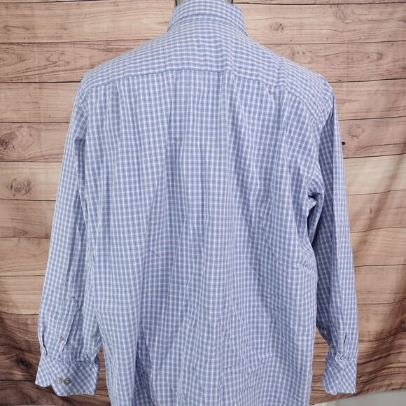 VAN HEUSEN STUDIO BLUCK CHECK BUTTON DOWN SHIRT MENS SIZE XL 17-17.5 - Picture 4 of 6